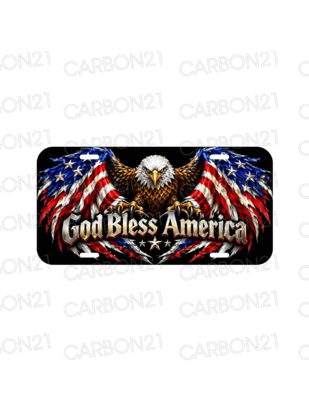 God Bless America USA American Flag Eagle Aluminum License Plate CAR SUV Truck